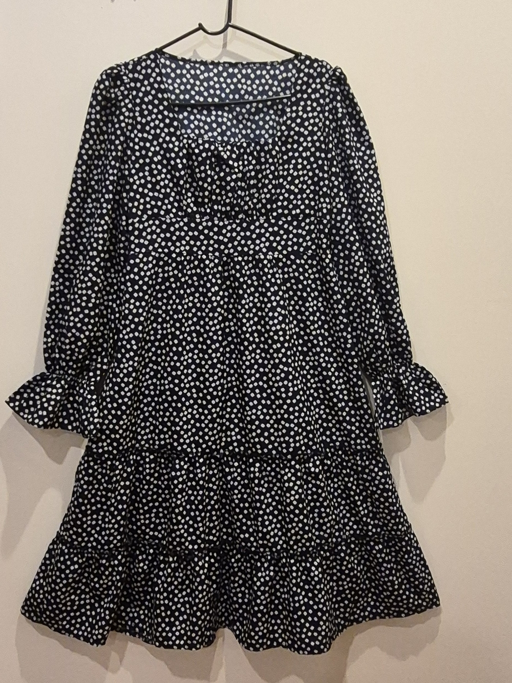 Black and White Polka Dot Tiered Dress
